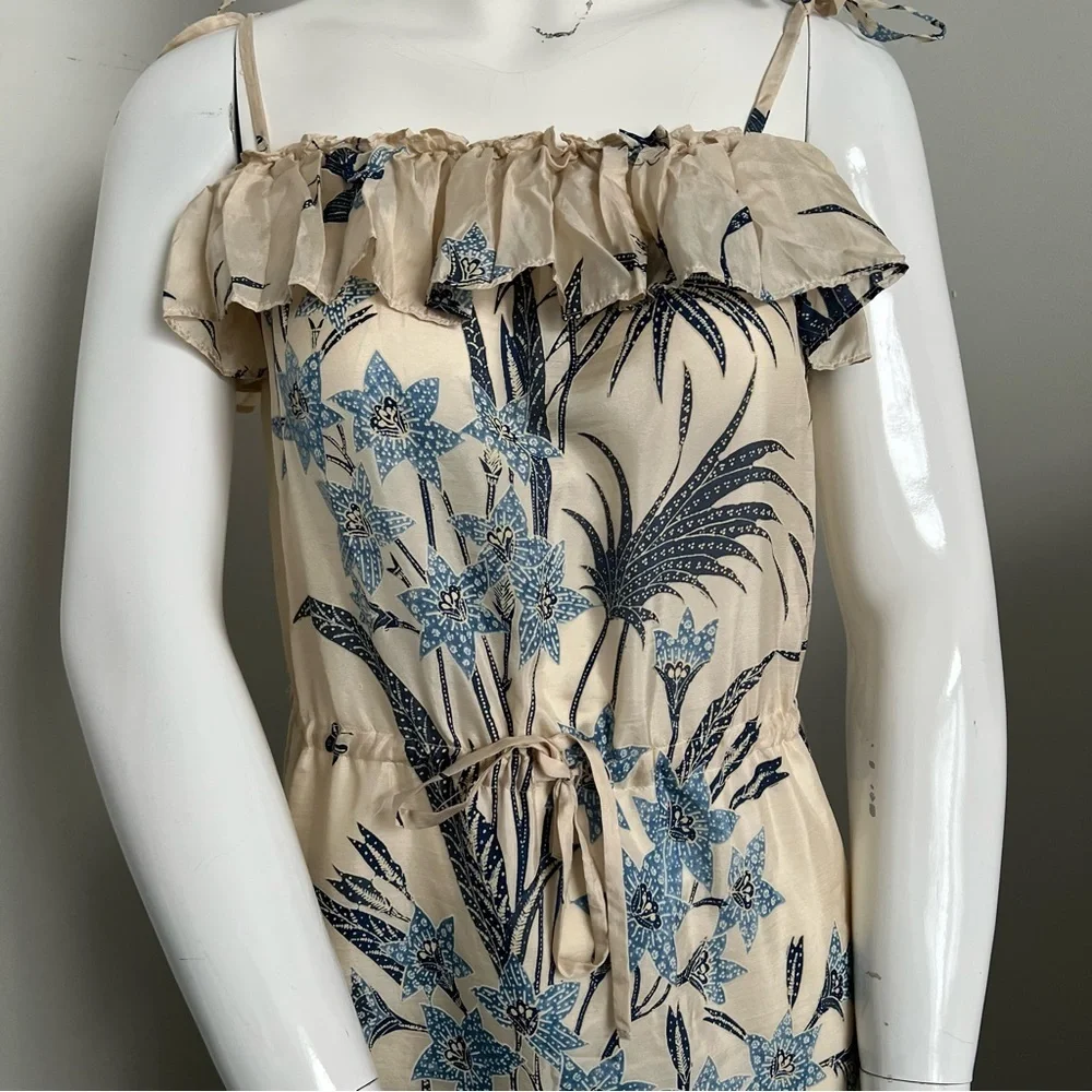 Zara 100% Silk Blue Floral Midi Sundress | Boho Summer Dress | XS - Picture 5 of 12